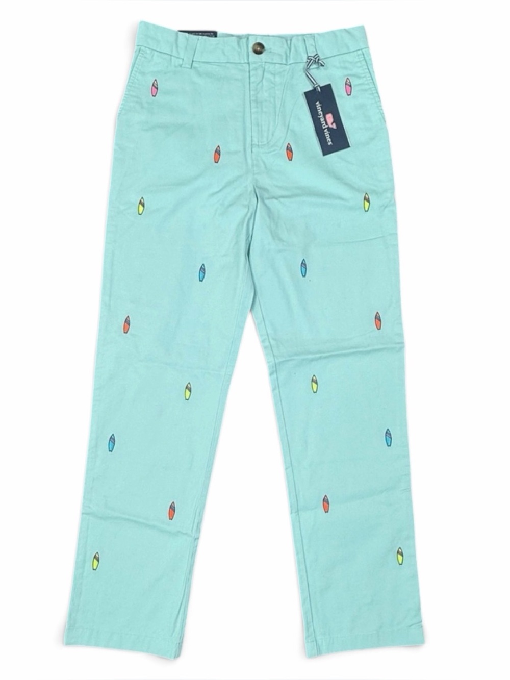 Vineyard Vines 14 Boys Adjustable Breaker Pants Aqua Sky Embroidered Surfboard
